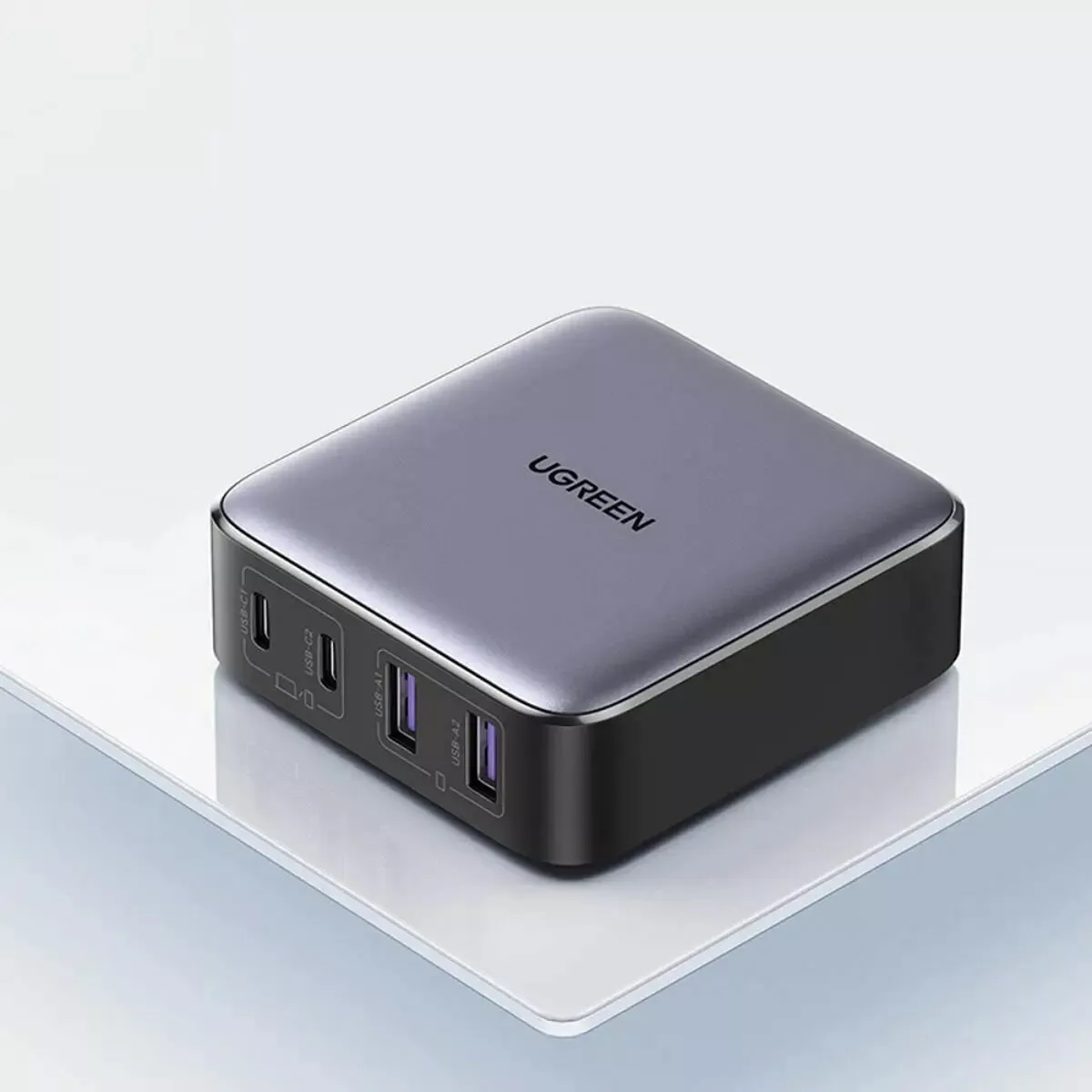 Сетевое зарядное устройство Ugreen CD327 65w 2xUSB-C/2xUSB-A ports fast charger grey (90747) - фото 3