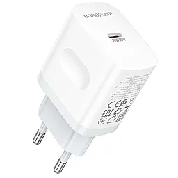 Сетевое зарядное устройство Borofone BA99A Breeze 20w PD USB-C fast charger white - фото Сетевое зарядное устройство Borofone BA99A Breeze 20w PD USB-C fast charger white