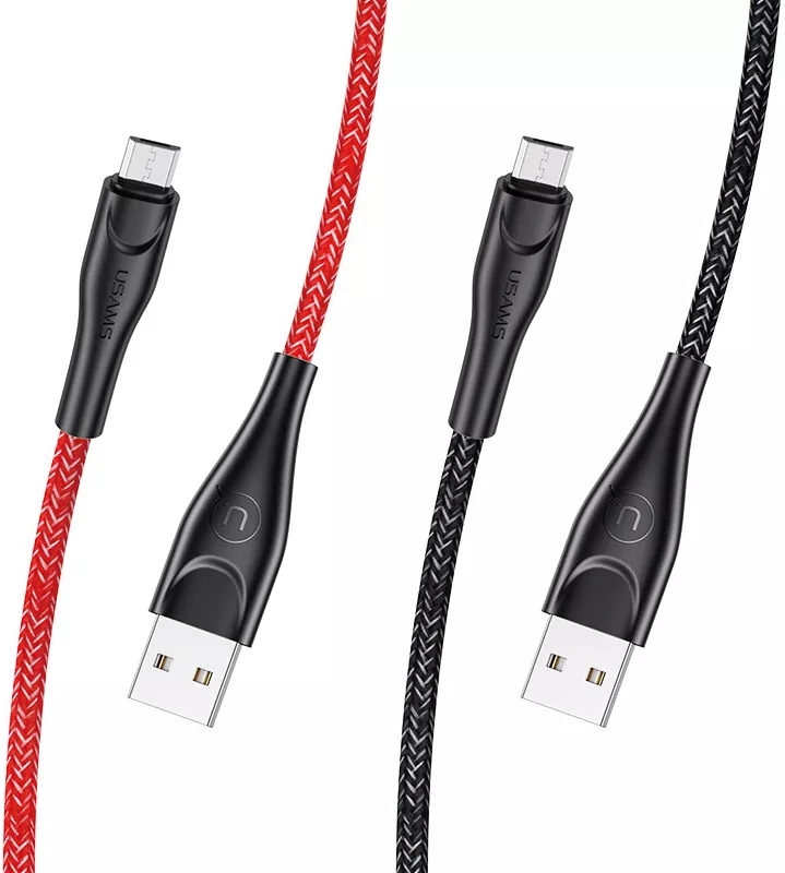 Кабель Usams U41 Braided USB-A - micro USB 12w 2.4a 1м cable Red - фото 3