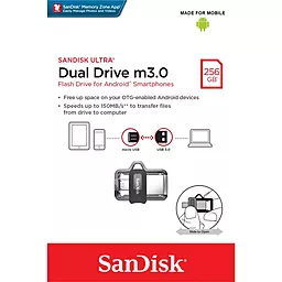 Флешка SanDisk 256GB ULTRA DUAL DRIVE USB 3.0 OTG (SDDD3-256G-G46) - миниатюра 7