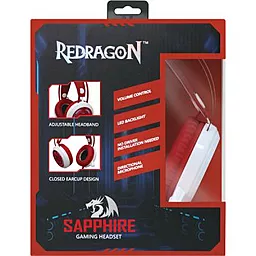 Наушники Defender Redragon Sapphire Red-White - миниатюра 5