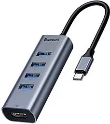 Мультипортовый USB Type-C хаб Baseus Enjoy USB-C 4 USB3.0 + HDMI (CAHUB-N0G) - миниатюра 2