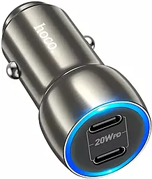 Автомобильное зарядное устройство Hoco Z48 40W PD 2xUSB-C + USB-C-С Cable Gray - миниатюра 5