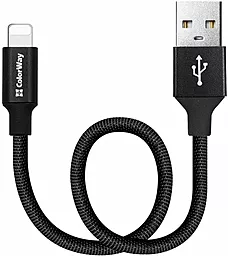Кабель USB ColorWay Lightning 2.4А 0.25м Cable Black (CW-CBUL048-BK)