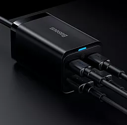 Сетевое зарядное устройство с быстрой зарядкой Baseus GAN 3 Pro Descktop Fast Charger 2U+2C 65W CN Black (CCGP040001) - миниатюра 8