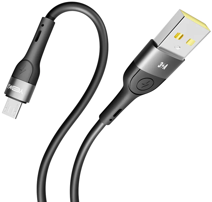 Кабель Yoki YK-EX11 EXTRA USB-A - micro USB 15w 3a 2м cable Black - фото 4