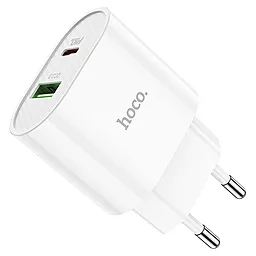 Сетевое зарядное устройство Hoco C95A 20w PD USB-C/USB-A ports charger white