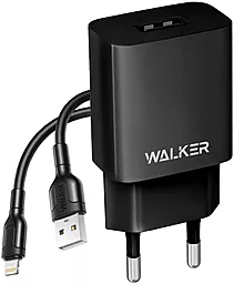 Сетевое зарядное устройство Walker WH-26 2.1a USB-A charger + Lightning cable black