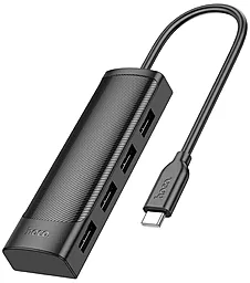 USB Type-C хаб Hoco HB-41 Easy safety 4-in-1 black - фото USB Type-C хаб Hoco HB-41 Easy safety 4-in-1 black