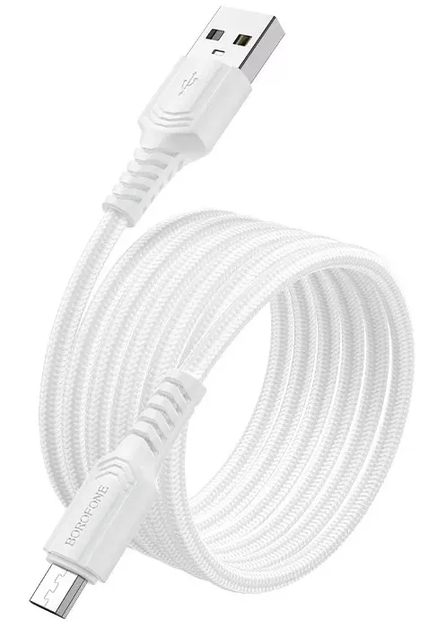 Кабель Borofone BX116 Certain USB-A - micro USB 12w 2.4a 1м Cable White - фото 2