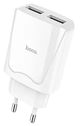 Сетевое зарядное устройство Hoco C52A 2.1a 2xUSB-A ports charger white - фото Сетевое зарядное устройство Hoco C52A 2.1a 2xUSB-A ports charger white