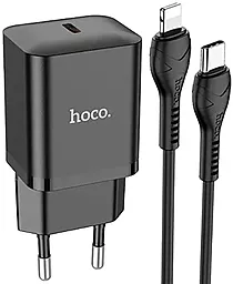 Мережевий зарядний пристрій Hoco N27 20w PD USB-C fast charger + USB-C - Lightning cable black