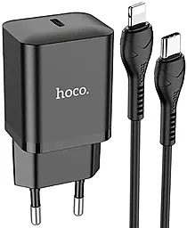 Сетевое зарядное устройство Hoco N27 20w PD USB-C fast charger + USB-C - Lightning cable black - фото Сетевое зарядное устройство Hoco N27 20w PD USB-C fast charger + USB-C - Lightning cable black