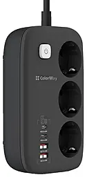 Сетевой фильтр (удлинитель) ColorWay 3 розетки 65w GaN3 PD 2xUSB-C/2xUSB-A 2м c выключателем чёрный - фото Сетевой фильтр (удлинитель) ColorWay 3 розетки 65w GaN3 PD 2xUSB-C/2xUSB-A 2м c выключателем чёрный