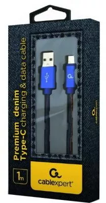 Кабель Cablexpert USB-A - Type-C 12w 2.4a 1м cable Blue (CC-USB2J-AMCML-1M-BL) - фото 2