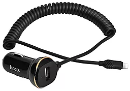 Автомобильное зарядное устройство Hoco Z14 2.4a car charger + Lightning cable black