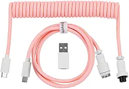 Кабель Keychron Coiled Aviator USB-C/USB-A - Type-C 15w 3a 1.36м cable Pink (CAB15_KEYCHRON)