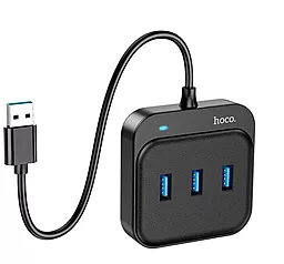 USB-A хаб Hoco HB31 Easy 4-in-1 Hub 4xUSB3.0 0.2m black - мініатюра 2