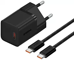 Сетевое зарядное устройство Baseus GaN5 Mini 30w PD USB-C ports charger + USB-C to USB-C cable black (P10110902113-00) - фото Сетевое зарядное устройство Baseus GaN5 Mini 30w PD USB-C ports charger + USB-C to USB-C cable black (P10110902113-00)