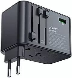 Сетевое зарядное устройство AceFast Z1 75w GaN PD 3xUSB-C/2xUSB-A ports back gray