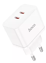 Сетевое зарядное устройство Hoco N29 35w PD 2xUSB-C ports fast charger white