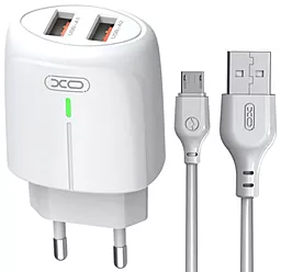 Сетевое зарядное устройство XO L111 2.4a 2xUSB-A ports charger + microUSB cable white - фото Сетевое зарядное устройство XO L111 2.4a 2xUSB-A ports charger + microUSB cable white