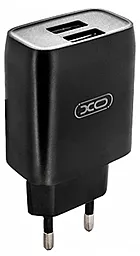 Сетевое зарядное устройство XO L57 2.4a 2xUSB-A ports charger + USB-C cable black - фото Сетевое зарядное устройство XO L57 2.4a 2xUSB-A ports charger + USB-C cable black