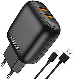 Сетевое зарядное устройство Jellico C33 2.4a 2xUSB-A home charger + Lightning cable black - фото Сетевое зарядное устройство Jellico C33 2.4a 2xUSB-A home charger + Lightning cable black
