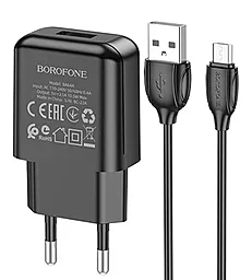 Мережевий зарядний пристрій Borofone BA64A 2.1a home ports + micro USB cable black - фото Мережевий зарядний пристрій Borofone BA64A 2.1a home ports + micro USB cable black