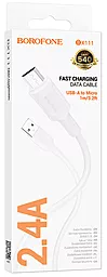 Кабель Borofone BX111 USB-A - micro USB 12w 2.4a 1м cable White - миниатюра 4 Кабель Borofone BX111 USB-A - micro USB 12w 2.4a 1м cable White - миниатюра 4