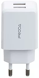 Сетевое зарядное устройство с быстрой зарядкой Proda 2.1a 2xUSB-A ports home charger + Lightning cable white (PD-A22) - миниатюра 4