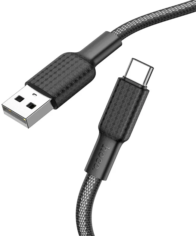 Кабель Hoco X69 Jaeger USB-A - Type-C 15w 3a 1м cable Black/White - фото 2