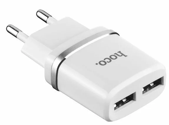 Сетевое зарядное устройство Hoco C12 2.4a 2xUSB-A ports charger white - фото 3