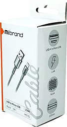 USB Кабель Mibrand Metal Braided MI-71 12W 2.4A Micro USB Cable Black - мініатюра 2