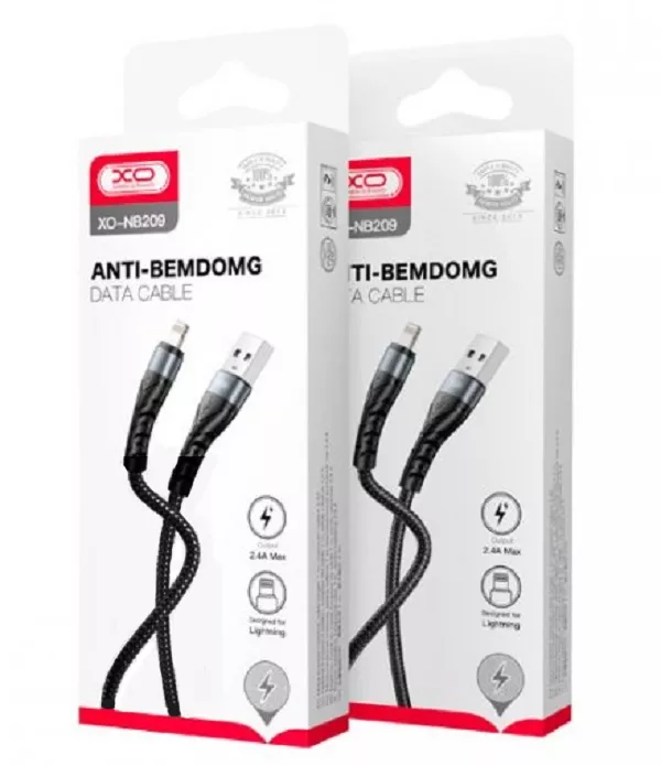 Кабель XO NB209 Braided USB-A - Lightning 12w 2.4a 1м cable Black - фото 2