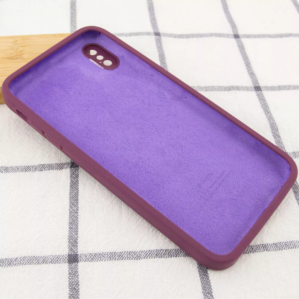 Чехол Silicone Case Full Camera Square для Apple iPhone X, iPhone XS Maroon - фото 3