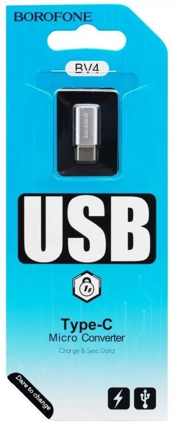 Адаптер-перехідник Borofone BV4 Micro USB - USB Type-C Silver - фото 6