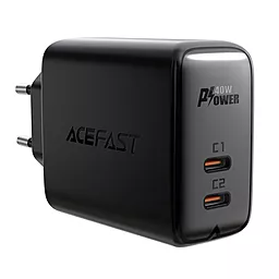 Сетевое зарядное устройство AceFast A9 40w PD 2xUSB-C ports charger black - фото Сетевое зарядное устройство AceFast A9 40w PD 2xUSB-C ports charger black