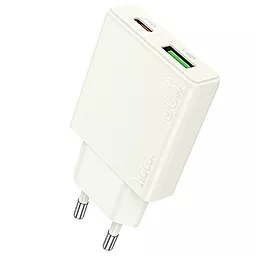 Сетевое зарядное устройство Hoco N45 30w PD USB-C/USB-A ports caharger moonlight white - фото Сетевое зарядное устройство Hoco N45 30w PD USB-C/USB-A ports caharger moonlight white