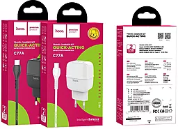 Сетевое зарядное устройство Hoco C77A 2.4a 2xUSB-A ports charger + USB-C cable black - миниатюра 6 Сетевое зарядное устройство Hoco C77A 2.4a 2xUSB-A ports charger + USB-C cable black - миниатюра 6