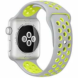 Сменный ремешок для умных часов Apple Watch Nike Sport Band 38mm Silver/Volt (M-L size) - миниатюра 3
