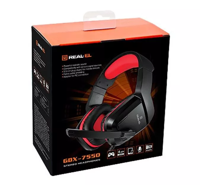 Навушники REAL-EL GDX-7550 Black/Red (EL124100029) - фото 4