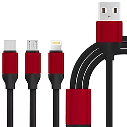 USB Кабель XoKo SC-320 3-in-1 USB to Type-C/Lightning/micro USB cable red (SC-320-BK)