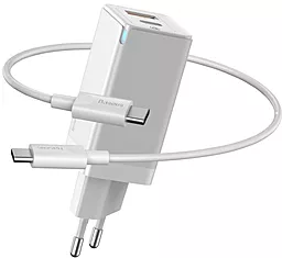 Сетевое зарядное устройство с быстрой зарядкой Baseus 45w GaN2 PD USB-C/USB-A ports fast charger + USB-C to USB-C cable white (CCGaN-Q02) - фото Сетевое зарядное устройство с быстрой зарядкой Baseus 45w GaN2 PD USB-C/USB-A ports fast charger + USB-C to USB-C cable white (CCGaN-Q02)