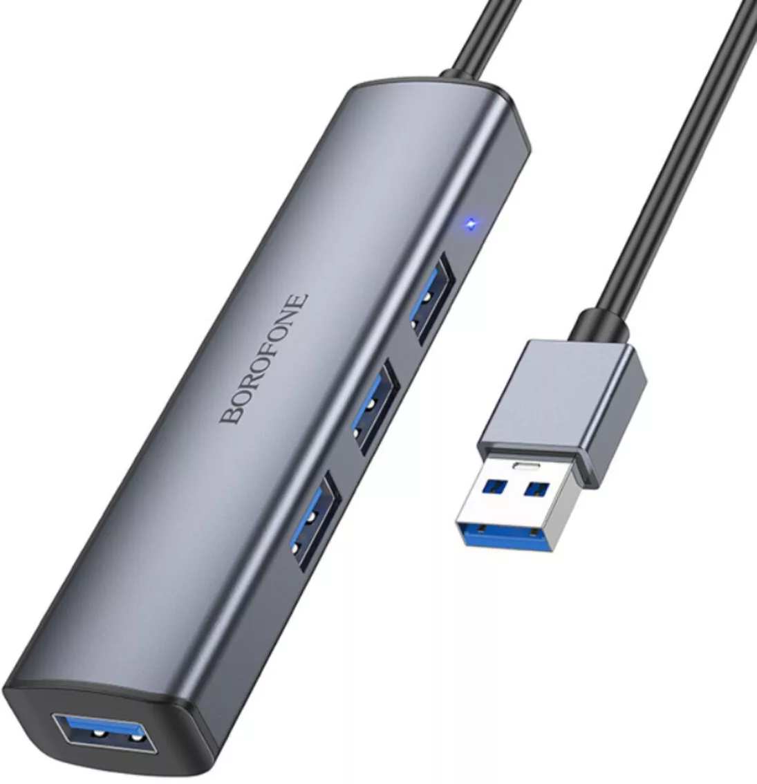 USB-A хаб Borofone 4-in-1 gray - фото 1