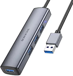 USB хаб Borofone 4-in-1 gray