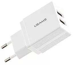 Сетевое зарядное устройство Usams US-CC090 T24 Dual USB Travel Charger 2.1A EU White - миниатюра 2