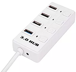 USB Type-C хаб EasyLife USB-C to 4xUSB 3.0 + Power switch White - миниатюра 2