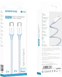 Кабель Borofone BX68 USB Type-C - Type-C 100w 5a 2м PD cable Blue - миниатюра 5 Кабель Borofone BX68 USB Type-C - Type-C 100w 5a 2м PD cable Blue - миниатюра 5