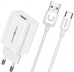 Сетевое зарядное устройство Usams T48 18w QC3.0 home charger + T22 USB-C cable white (T48OCLN01) - фото Сетевое зарядное устройство Usams T48 18w QC3.0 home charger + T22 USB-C cable white (T48OCLN01)